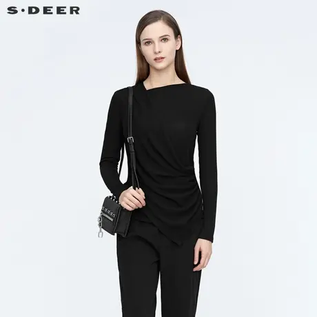 sdeer圣迪奥春秋装不规则堆叠拼接不规则长袖T恤S21180217图片