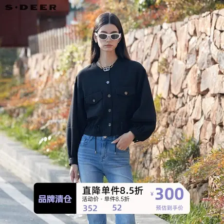 sdeer圣迪奥女装小香风复古圆领收腰肌理宽松外套S24162201图片