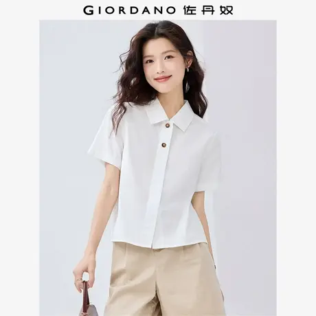 佐丹奴衬衫女装纯棉府绸翻领梭织短袖休闲衬衫 05345468商品大图