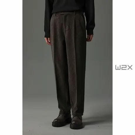 w2x秋冬季加厚雪尼尔休闲裤男垂坠感小西装裤直筒宽松男裤子长裤图片