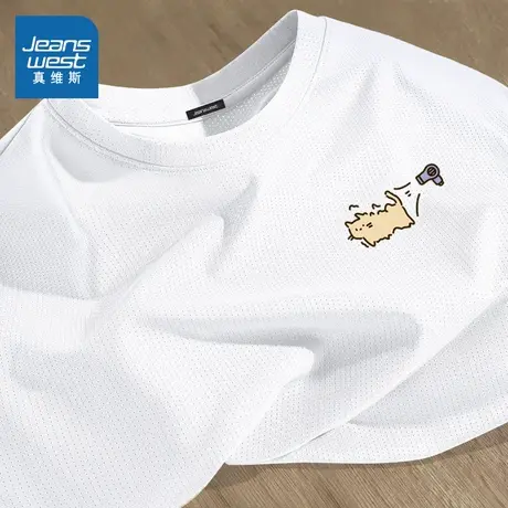 NN真维斯冰丝网眼短袖男款夏季潮流卡通印花男女同款宽松休闲t恤商品大图