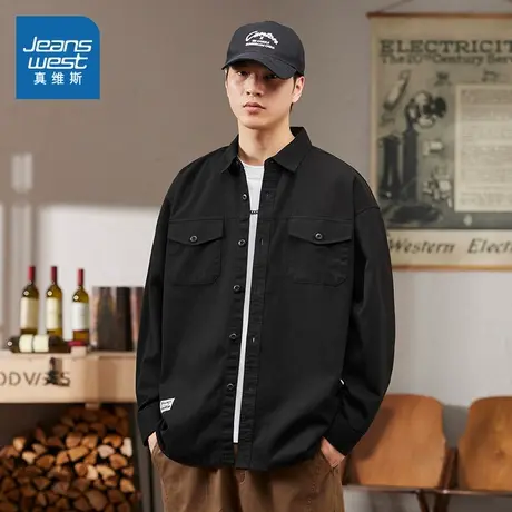 WX真维斯男装 2025秋季新款男款韩式街头风休闲百搭男士休闲衬衫商品大图