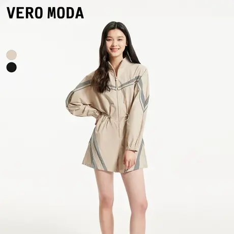 Vero Moda奥莱连体裤女春秋新款撞色拼接休闲机能风长袖短裤流行商品大图