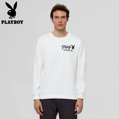 PLAYBOY花花公子官方圆领套头卫衣撞色LOGO百搭长袖T恤打底衫上衣图片