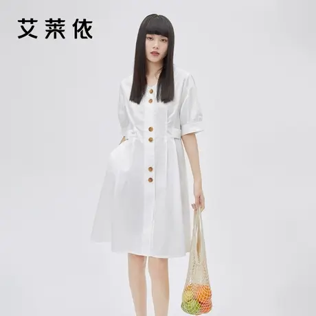 艾莱依2022年时髦夏装新款衬衫连衣裙时尚气质修身收腰显瘦女裙子图片