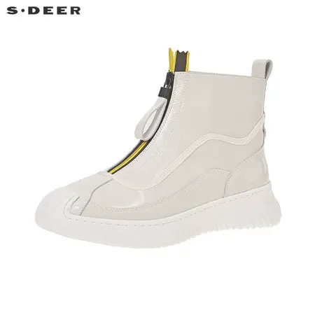 sdeer圣迪奥女装漆皮拉链时尚短靴中帮女鞋S20383985图片