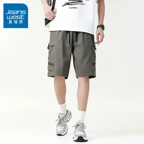 N5真维斯男士短裤2025夏季新款宽松运动潮牌工装透气外穿五分裤子商品大图