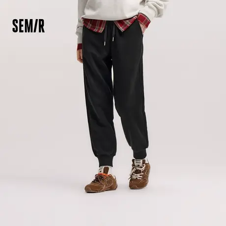 [商场同款]森马休闲裤女抓绒束脚长裤纯色2024冬新款发热抗菌卫裤商品大图