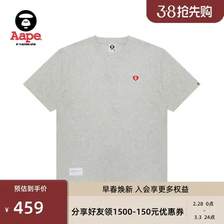 Aape男装春夏爱心猿人徽章字母印花潮流简约休闲短袖T恤1417XAM商品大图