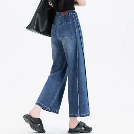 九分牛仔裤女2025新款夏季薄款莱赛尔裤子女小个子高腰直筒阔腿裤图片