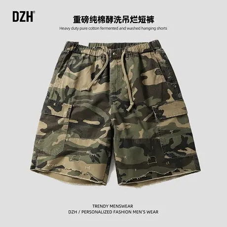 男士军绿色重磅纯棉短裤男款夏外穿2025新款美式迷彩裤工装裤潮牌商品大图