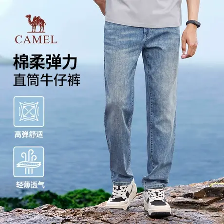 骆驼男装直筒牛仔裤男2025新款夏季舒适棉感复古水洗休闲长裤子图片