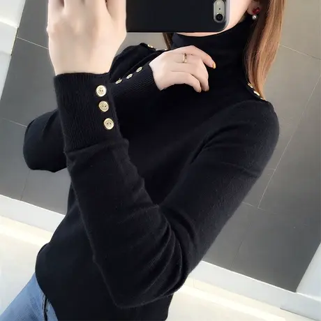 高领毛衣女长袖内搭打底衫秋冬2023年新款洋气上衣修身紧身针织衫图片