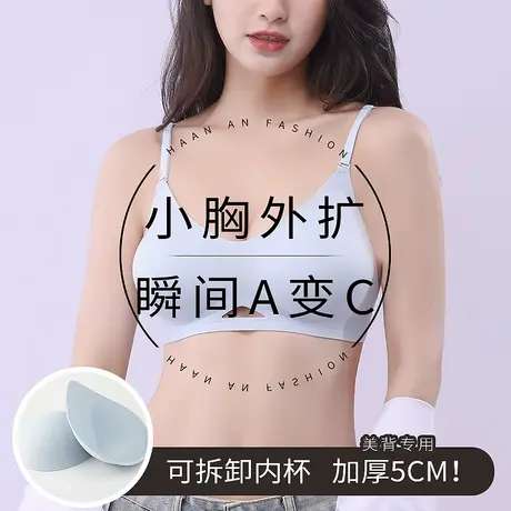 内衣女小胸聚拢无痕美背aa杯外扩胸漫画胸文胸软支撑加厚透气胸罩商品大图