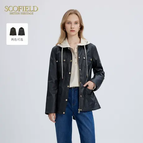 Scofield女装英伦复古绗棉夹克外套收腰修身棉服冬季图片