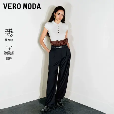 Vero Moda针织衫2025秋季新款含莱赛尔纽扣装饰翻领上衣325345010商品大图