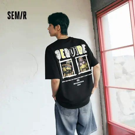 [商场同款]森马短袖T恤男美式涂鸦风印花夏装2025新款绣花上衣潮图片