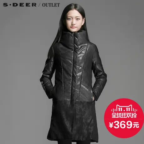 sdeer圣迪奥女装拼皮涂层拼接设计棉衣S14481913图片