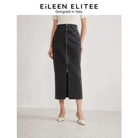 【意大利设计】朗姿法式高腰气质时尚牛仔裙女2024年春新款半身裙图片