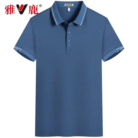 雅鹿polo衫男短袖爸爸夏季纯色商务中年男士翻领t恤薄款宽松上衣商品大图