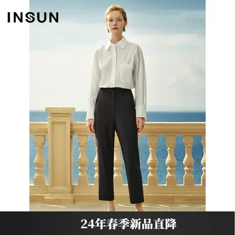 INSUN恩裳专选春季TR立体斜纹弹力直筒裤商品大图