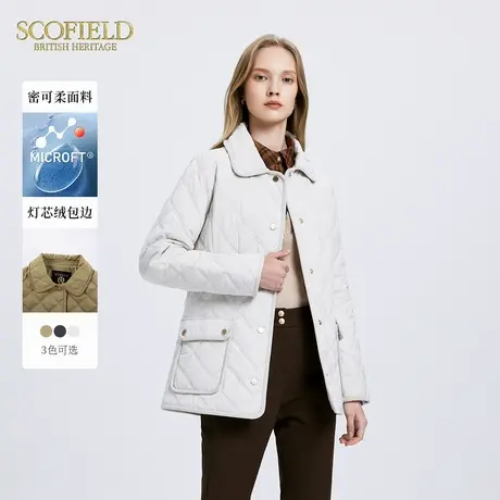 【密可柔防泼水】Scofield女装翻领收腰绗缝棉服外套冬季商品大图
