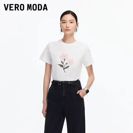 Vero ModaT恤2025秋季新款纯棉立体印花上衣基础百搭325301010商品大图
