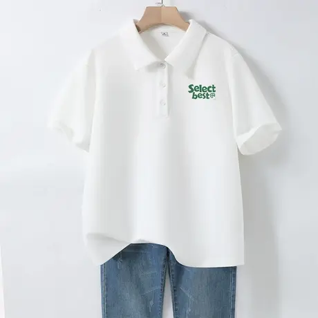 KMV真维斯正肩短袖polo衫女夏珠地轻薄透气宽松潮流美式翻领上衣商品大图