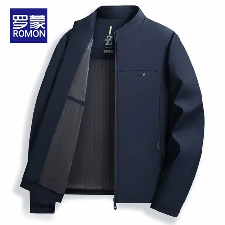 罗蒙男士外套2025新款春秋季立领商务休闲上衣中老年夹克爸爸装图片