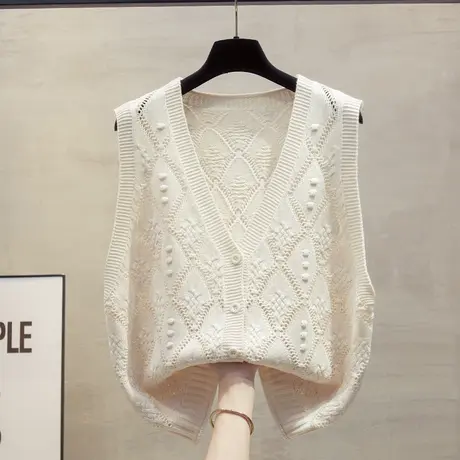 开衫v领针织马甲背心女2025春秋新款宽松叠穿马夹外穿毛衣坎肩潮图片