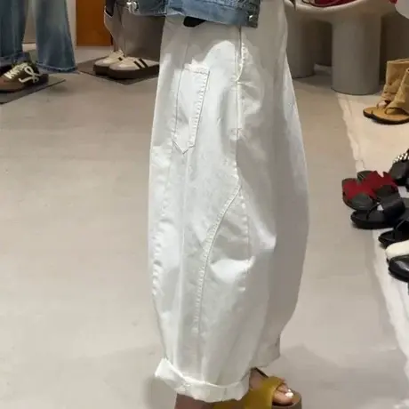 高腰阔腿休闲裤女欧货2025春夏季新款时尚宽松显瘦百搭直筒气球裤图片