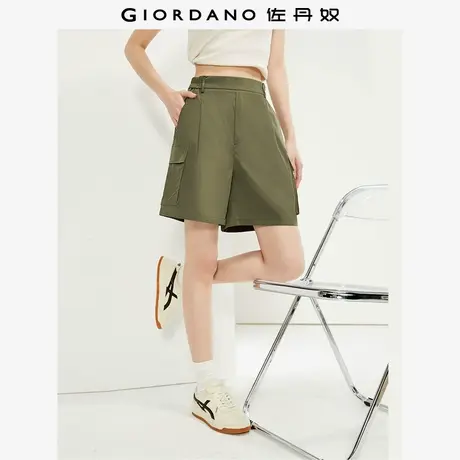佐丹奴短裤女装梭织轻薄工装口袋半松紧腰短裤 13404328商品大图