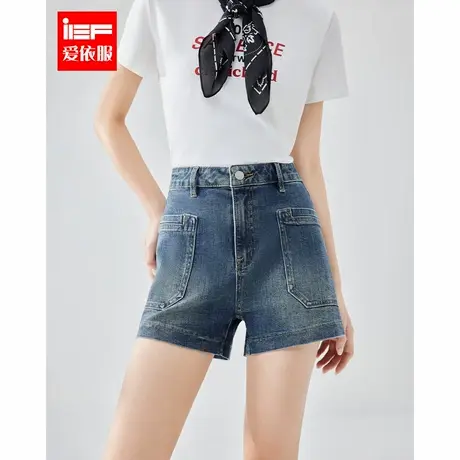 IEF/爱依服裤子2025夏季新款韩系风通勤气质百搭高腰显瘦牛仔短裤商品大图