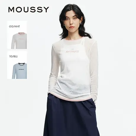 MOUSSY 2025夏季新品字母刺绣轻薄微透长袖T恤女028ISA90-3561图片