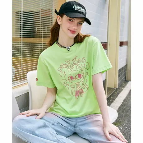 a02【100%棉】美式大码宽松潮牌女式T恤夏季短袖上衣图片