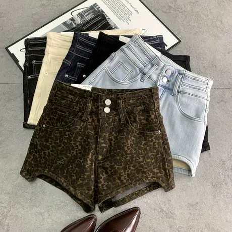 辣妹加绒加厚高腰牛仔短裤女2024秋冬新款弹力修身百搭阔脚靴裤潮商品大图