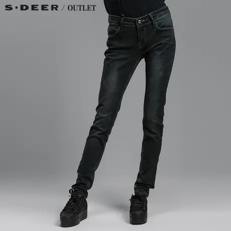 s.deer【新品】sdeer圣迪奥正品时尚简约休闲牛仔长裤S14380864图片