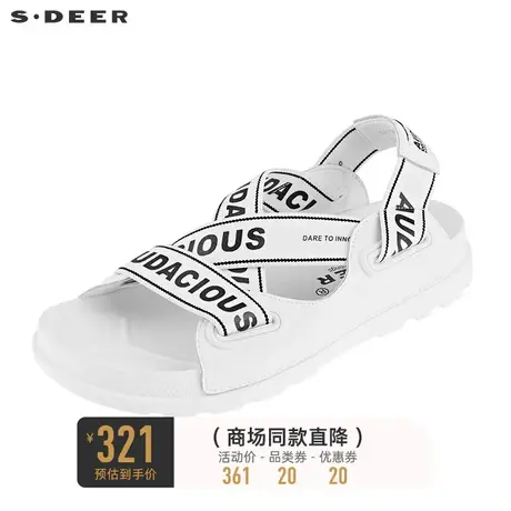 sdeer圣迪奥女装夏装时尚弹力字母露趾凉鞋S21283917图片