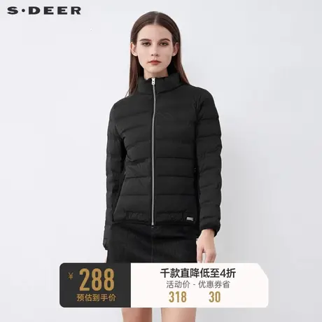 sdeer圣迪奥冬装休闲高领撞色字母拼接短款羽绒服女S21482449📍商品大图