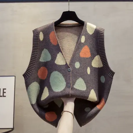 开衫v领针织马甲背心女2025春秋新款宽松外穿马夹叠穿毛衣坎肩潮图片