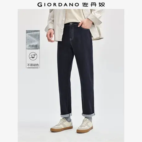 佐丹奴裤子男秋冬新款内抓绒男裤明线防褪色中腰牛仔裤男01114732商品大图