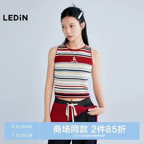 【商场同款】乐町条纹标语撞色背心夏修身撞色上衣背心C2EFF2513图片