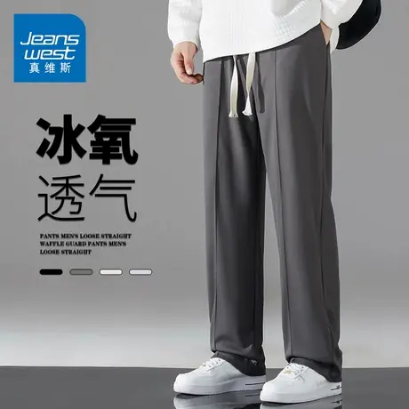 GQ真维斯男士夏季薄款休闲裤舒适透气宽松直筒修身小脚男裤长裤子商品大图