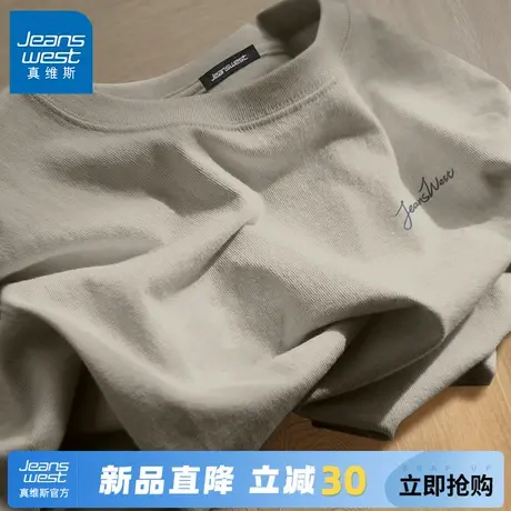 GV真维斯纯棉男t恤春秋季2025新款青少年重磅休闲上衣男外穿长袖A图片