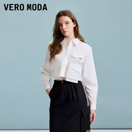Vero Moda衬衫2025秋季新款含莱赛尔棉基础长袖短款上衣325305019商品大图