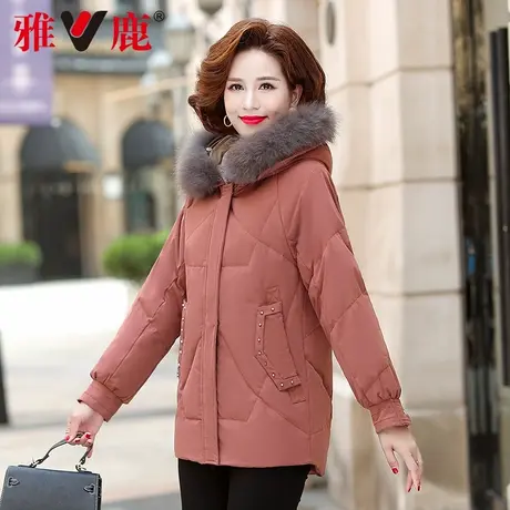雅鹿中年妈妈羽绒服中长款2022年新款中老年女装洋气宽松反季外套商品大图