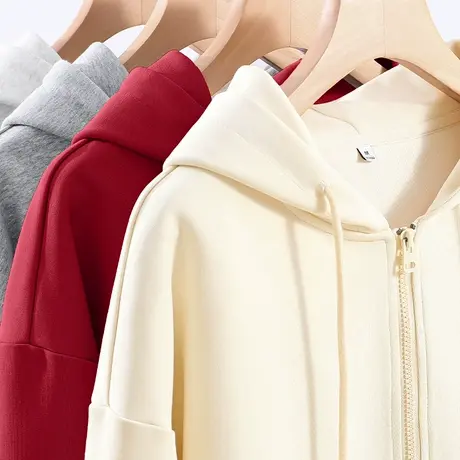 NOE真维斯连帽卫衣外套女2025新款春秋薄款女款宽松拉链开衫上衣商品大图