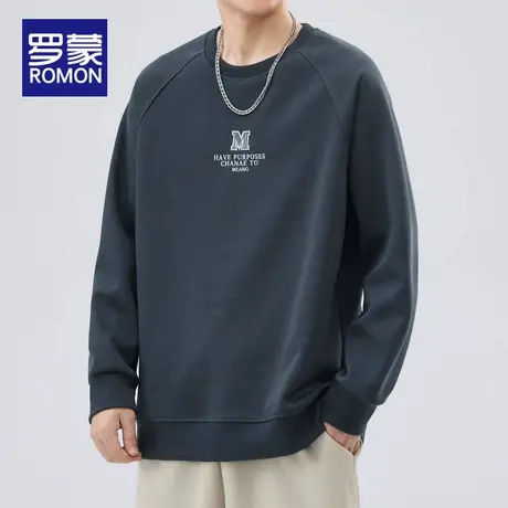 罗蒙卫衣男款春秋潮牌宽松上衣2025新款冬季男士圆领休闲长袖T恤图片