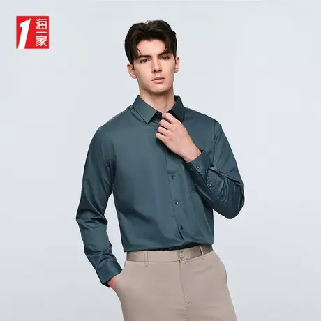 海一家大众休闲长衬2025春季男士时尚提花长袖衬衫商品大图