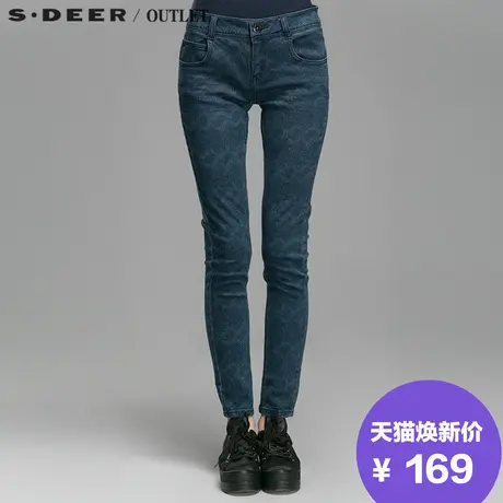 【清仓】sdeer圣迪奥优雅抽象印花牛仔裤S14380857图片